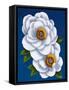 White Flowers on Blue I-Vivien Rhyan-Framed Stretched Canvas