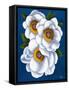 White Flowers on Blue II-Vivien Rhyan-Framed Stretched Canvas