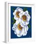 White Flowers on Blue II-Vivien Rhyan-Framed Art Print