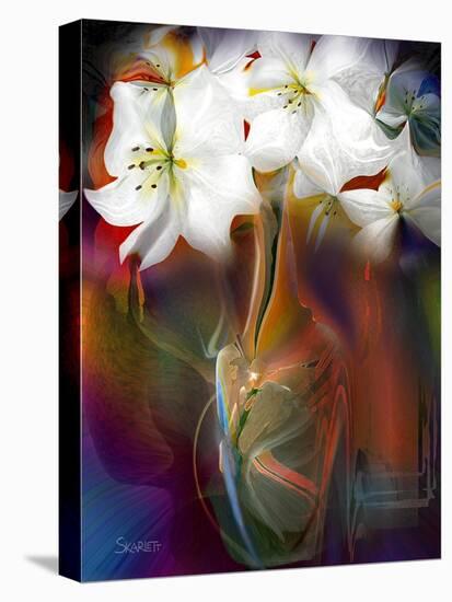 White Flowers-Skarlett-Stretched Canvas