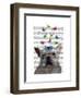 White French Bulldog and Butterflies-Fab Funky-Framed Art Print