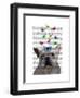 White French Bulldog and Butterflies-Fab Funky-Framed Art Print
