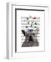 White French Bulldog and Butterflies-Fab Funky-Framed Art Print