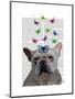 White French Bulldog and Butterflies-Fab Funky-Mounted Art Print