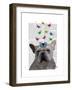 White French Bulldog and Butterflies-Fab Funky-Framed Art Print