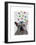 White French Bulldog and Butterflies-Fab Funky-Framed Art Print