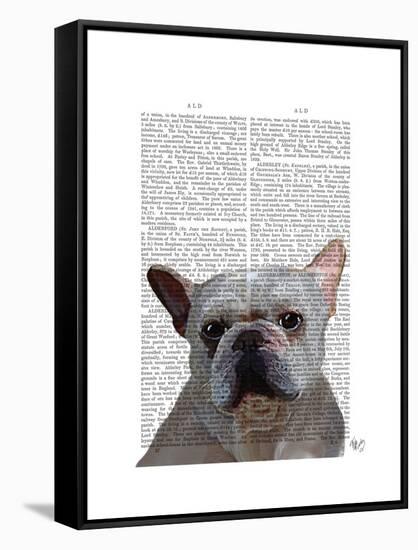 White French Bulldog Plain-Fab Funky-Framed Stretched Canvas