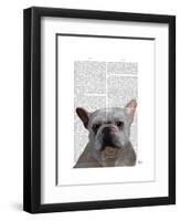 White French Bulldog Plain-Fab Funky-Framed Art Print