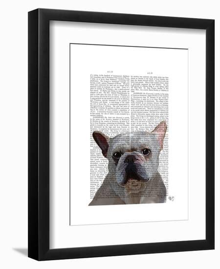 White French Bulldog Plain-Fab Funky-Framed Art Print