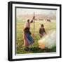 White Frost, Woman Breaking Wood, 1890 (Oil on Canvas)-Camille Pissarro-Framed Giclee Print