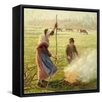 White Frost, Woman Breaking Wood, 1890-Camille Pissarro-Framed Stretched Canvas