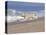 White Golden Retriever Running Along Pacific Beach-Lynn M^ Stone-Stretched Canvas