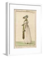 White Gown with Self- Embroidered Hem and White Scarf Worn Like Braces. Accessories-null-Framed Art Print