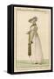 White Gown with Self- Embroidered Hem and White Scarf Worn Like Braces. Accessories-null-Framed Stretched Canvas