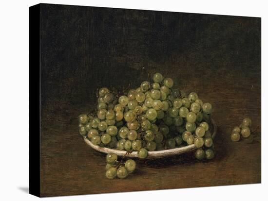 White Grapes on a Plate-Henri Fantin-Latour-Stretched Canvas