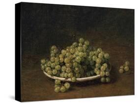 White Grapes on a Plate-Henri Fantin-Latour-Stretched Canvas