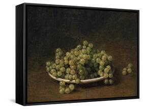 White Grapes on a Plate-Henri Fantin-Latour-Framed Stretched Canvas