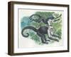 White-Headed Capuchins Cebus Capucinus Jumping in Trees-null-Framed Giclee Print