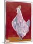 White Hen, Red Background 3-Maria Pietri Lalor-Mounted Giclee Print