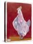 White Hen, Red Background 3-Maria Pietri Lalor-Stretched Canvas