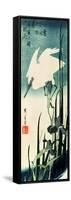 White Heron and Iris-Ando Hiroshige-Framed Stretched Canvas