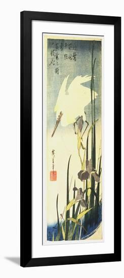 White Heron and Irises, 1833-Ando Hiroshige-Framed Giclee Print