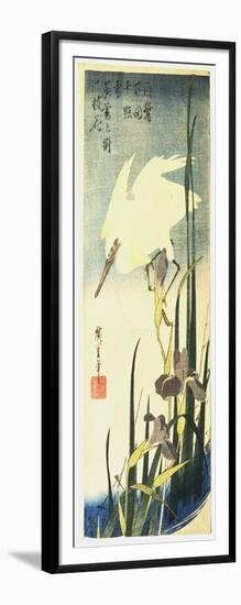 White Heron and Irises, 1833-Ando Hiroshige-Framed Giclee Print