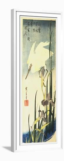 White Heron and Irises, 1833-Ando Hiroshige-Framed Giclee Print