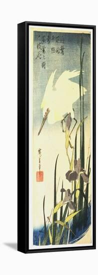 White Heron and Irises, 1833-Ando Hiroshige-Framed Stretched Canvas