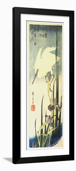 White Heron and Irises, 1833-Ando Hiroshige-Framed Giclee Print