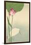 White Heron and Lotus-Baison-Framed Art Print