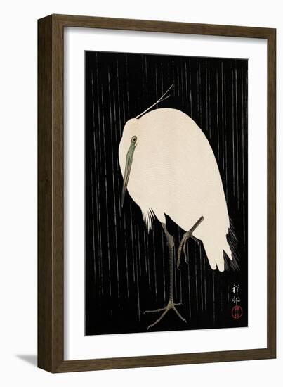 White Heron Standing in the Rain-Koson Ohara-Framed Giclee Print