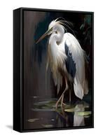 White Heron-Vivienne Dupont-Framed Stretched Canvas