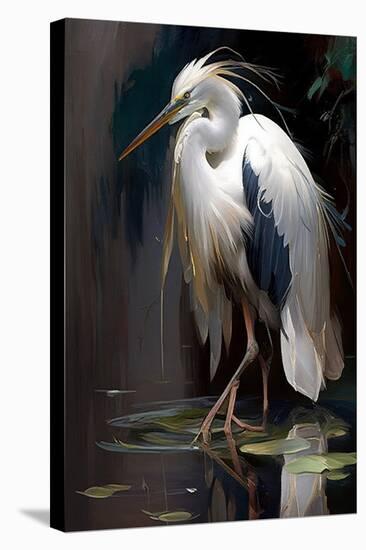 White Heron-Vivienne Dupont-Stretched Canvas