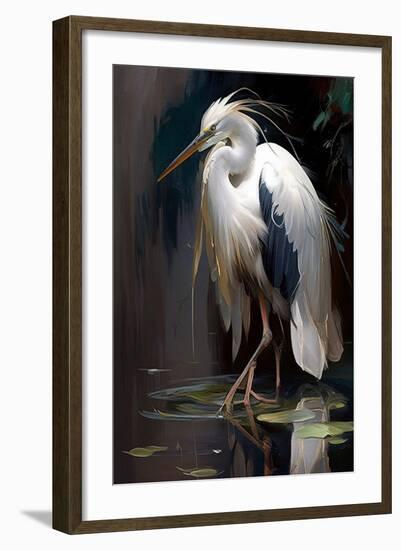 White Heron-Vivienne Dupont-Framed Art Print