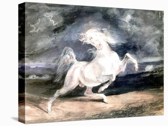 White Horse, 19th Century-Eugene Delacroix-Stretched Canvas