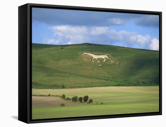 White Horse Dating from 1812 Carved in Chalk on Milk Hill, Marlborough Downs, Wiltshire, England-Robert Francis-Framed Stretched Canvas