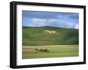 White Horse Dating from 1812 Carved in Chalk on Milk Hill, Marlborough Downs, Wiltshire, England-Robert Francis-Framed Photographic Print