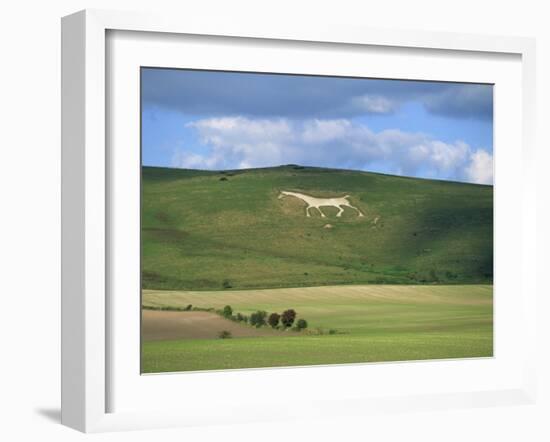 White Horse Dating from 1812 Carved in Chalk on Milk Hill, Marlborough Downs, Wiltshire, England-Robert Francis-Framed Photographic Print