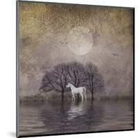 White Horse in Pond-Dawne Polis-Mounted Giclee Print