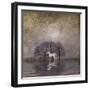 White Horse in Pond-Dawne Polis-Framed Art Print