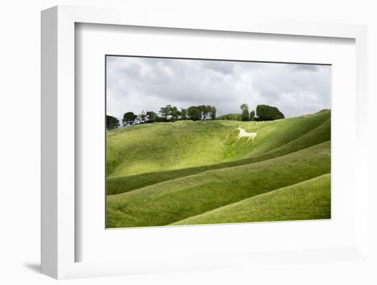 White Horse, the Cherhill Downs, Wiltshire, England, United Kingdom, Europe-Graham Lawrence-Framed Photographic Print