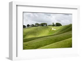 White Horse, the Cherhill Downs, Wiltshire, England, United Kingdom, Europe-Graham Lawrence-Framed Photographic Print