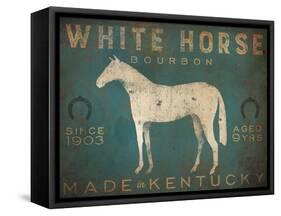 White Horse with Words Blue-Ryan Fowler-Framed Stretched Canvas