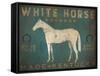 White Horse with Words Blue-Ryan Fowler-Framed Stretched Canvas