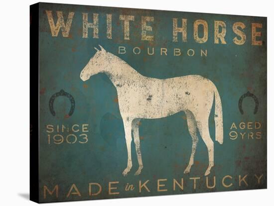 White Horse with Words Blue-Ryan Fowler-Stretched Canvas