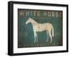 White Horse with Words Blue-Ryan Fowler-Framed Art Print