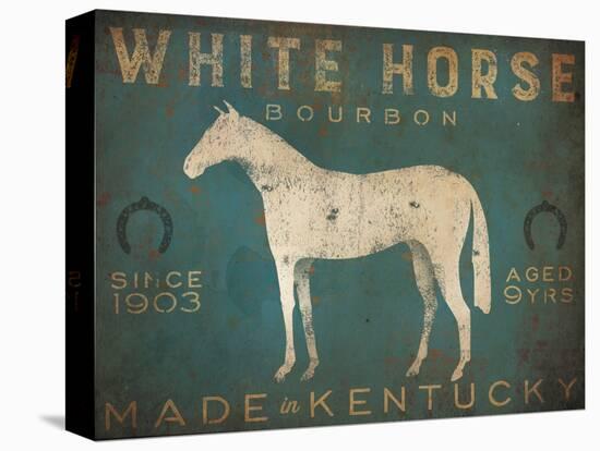 White Horse with Words Blue-Ryan Fowler-Stretched Canvas