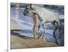 White Horse-Joaquín Sorolla y Bastida-Framed Art Print