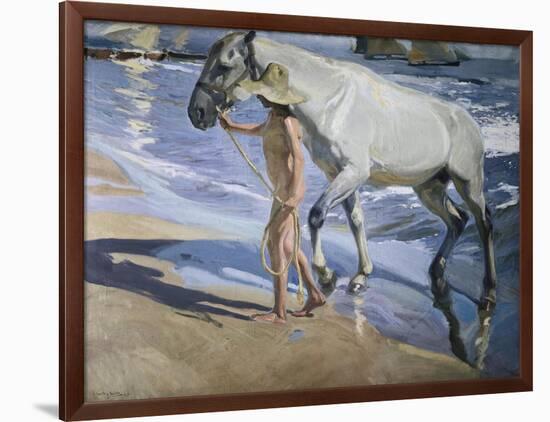 White Horse-Joaquín Sorolla y Bastida-Framed Art Print